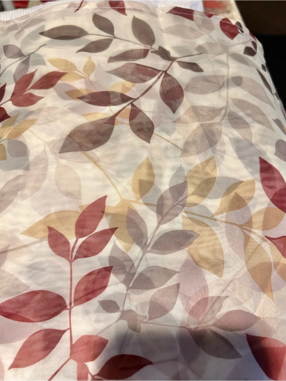 Mainstays Sheer Leaf Curtain Panels - Red, Gold, Gray 84”. SET OF 4